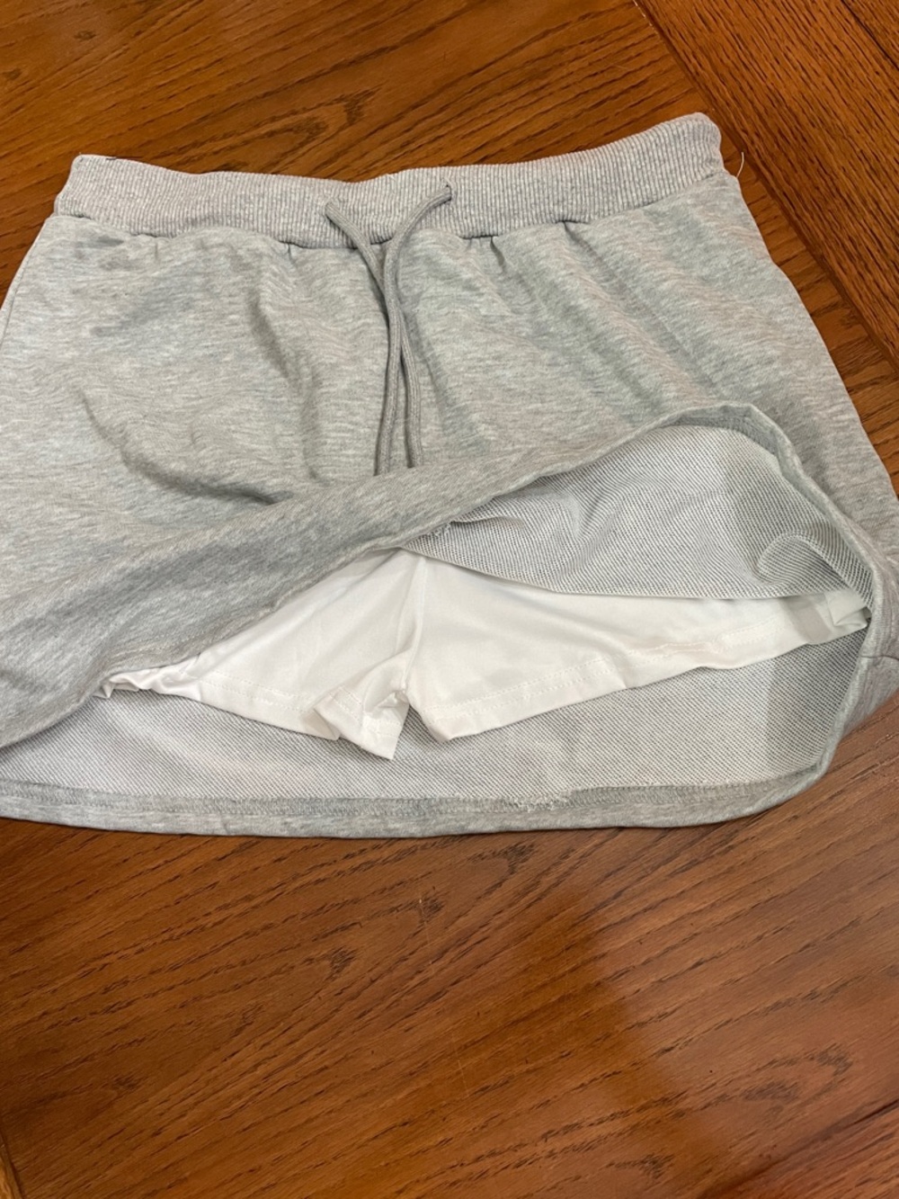 Casual Light Gray Drawstring Mini Skort - Picture 2 of 4